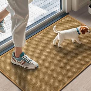 lot 61 image: LEKEEPGO Door Mat 17x29, Low-Profile Door Mat Indoor Entrance, Non Slip Rubber Backing Front Indoor Door Mats, Washable Absorbent Entry Doormat Inside Door Mats Resist Dirt Entryway Mat, Light Brown - Retail $23