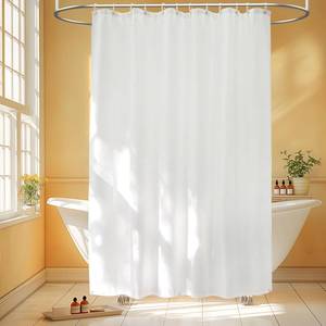 lot 87 image: Seenus 72 x 84 inch Extra Long Waterproof Fabric Shower Curtain Liner with 3 Extra-Large Magnets, Washable Cloth Shower Liner Solid White, Hotel Quality Bathroom Long Shower Curtain Lightweight - Retail $16