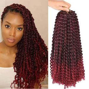 lot 104 image: 6 Packs Passion Twists Hair 18inch Ombre Burgundy Water Wave Crochet Hair for Butterfly Soft Locs Synthetic Crochet Hair Passion Twist Long Bohemian Locs Braiding Hair Extensions (18 6packs T1BBUG#) - Retail $22