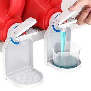 lot 105 image: KMOUANTS 2 Pack Laundry Detergent Dispenser Cup Holder, Nozzle button upgrade��Easily No More runny or Messy Laundry Detergent, Laundry Cup Holder and drip Tray Room Organization and Storage - Retail $10