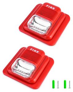 lot 120 image: QWORK Fire Alarm, 2 Pack 12  24V DC Wired Sound and Light Fire Alarm Warning Strobe Siren Horn, Sound Alarm Security System Sensor, WD8912 - Retail $16