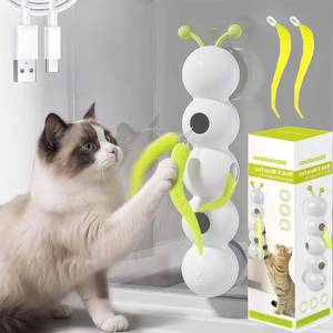 lot 133 image: LINHUNCAT Interactive Cat Feather Toy, Automatic Fluffy Cat Teaser, Whack-a-Mole Cat Toy, USB Rechargeable, Wall-Mounted, with Suction Cup, Perfect for Indoor Cats