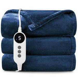 lot 140 image: HYLEORY Heated Electric Blanket Throw, 2-Layer Cozy Warm Flannel 50 x 60, Heating Blanket with 9 Heating Levels, 24610 Hours Auto Off, Fast Heating Winter Blanket, Navy Blue - Retail $27