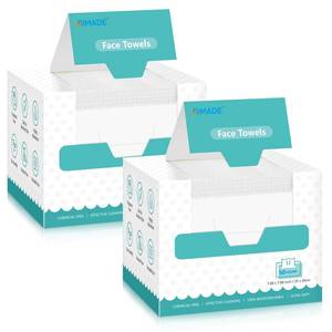 lot 150 image: UNIMADE Face Towels, 100 Count Disposable Face Towelette for Washing Face, Skincare, Ultra Soft Facial Towel for Sensitive Skin, Lint-free Makeup Remover Dry Wipes - 2 Box - Retail $9