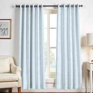 lot 152 image: Mayfair Linen 3 Ply Linen Curtains 90 Inches Long 2 Panels Set - Bedroom Living Room 90 Inch Linen Curtains, Soft, Thick, Textured Window Drapes Semi Sheer Light Filtering Panels (52 x 90 Turquoise) - Retail $30