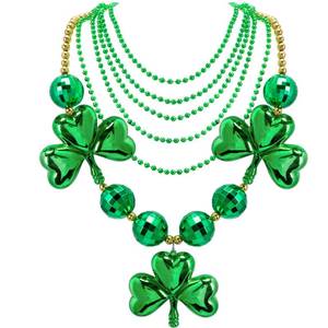 lot 159 image: Wehhbtye St. Patricks Day Large Shamrock Necklaces, Oversized Shamrock Bead Necklace Set, Irish Jumbo Clover Bead Accessories for St. Patrick Holiday Costume Party Favor Parades Dress Up Supplies - Retail $17