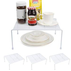 lot 166 image: Set of 4 Mesh Kitchen Shelves Cabinet Storage Shelf Rack (13.1 x 10.2 Inch) ��Kitchen Bathroom Pantry Cupboard Desk Home Office, Fridge, Cabinet, Bathroom Cupboard, Non-Slip Plastic Feet (4, White) - Retail $33