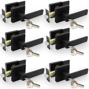 lot 175 image: KUAGINZUHE Privacy Door Levers, 6 Pack Matte Black Door Handles Heavy Duty with Lock and Key,for Bedroom, Bathroom and Rooms,Reversible for Left and Right - Retail $82