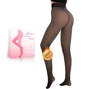 lot 178 image: HONGTEYA Fleece Lined Tights Women Winter Thermal Leggings Pantyhose Fake Translucent Thick Warm Sheer Tights (US, Alpha, Large, Regular, Regular, Fake Translucent Black) - Retail $15