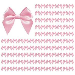 lot 179 image: 100 PCS Bows for Gift Wrapping, 2.75 Satin Ribbon Bows with Double-Sided Tape, Small Bows for Crafts, Bow Decor, Mini Bows Decorations for Party Baby Shower Birthday Wedding (Pink) - Retail $17