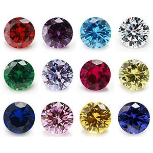 lot 180 image: JINGANGZUO 24pcs 6 mm Birthday Stone Mix 12 Colors 2pcs Per Color Round Loose Cubic Zirconia Stone Synthetic Corundum Synthetic Spinel - Retail $17