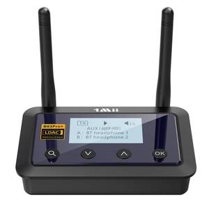 lot 181 image: 1Mii B03Pro Bluetooth 5.3 Transmitter Receiver Certified LDAC for TV Home Stereo, Long Range Bluetooth Extender Wireless Audio Adapter with Screen, Optical RCA AUX 3.5mm OutputsInputs - Retail $90