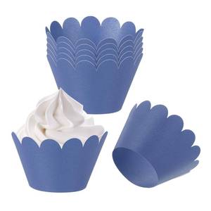 lot 182 image: PATIKIL Cupcake Wrappers Paper, 50 Pack Baking Cups Standard Wave Decoration for Anniversary Birthday Weddings and Parties, Navy Blue - Retail $10
