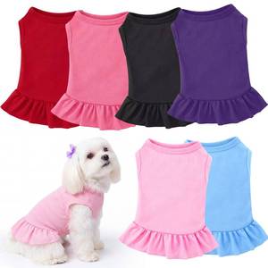lot 186 image: Pre Owned 6 Pieces Dog Dresses Shirt Skirt Sleeveless Dress Breathable Pet Shirts with Ruffles Puppy Sundress Outfits for Dogs and Cats (XS Size) - Retail $21