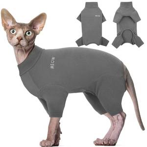 lot 195 image: ROZKITCH Cat Sweaters for Cats Only, Breathable Soft Pet Jumpers, Warm Coat with Four Legs, Lightweight Sweater T-Shirt Cat Pajamas Jumpsuit Vest Cornish Rex, Devon Rex, Peterbald Grey XS - Retail $19
