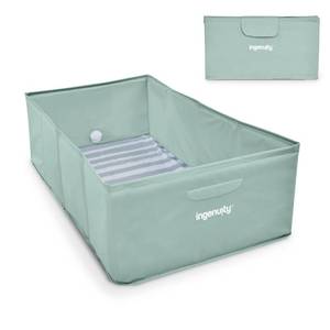 lot 213 image: PRE OWNED Ingenuity Tuckaway Toddler Folding Tub, Converts Shower to Tub, Folds to Store, Easy to Clean, No Assembly Required, Portable Baby Bathtub for Travel, 12M-5Y, Green - Retail $35