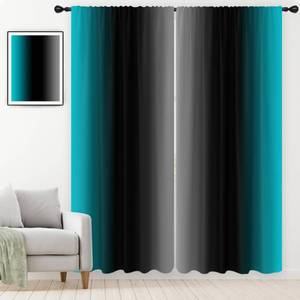 lot 220 image: EGLGCC Teal Turquoise Curtains Extra Long Wide Black Aqua Grey Gray Ombre Gradient Abstract Dark Modern 52W x 84L Inch Rod Pocket for Bedroom Living Dining Room Window Drapes Treatment Fabric 2 Panels - Retail $32