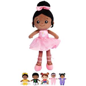 lot 221 image: OUOZZZ 12.6 Black Soft Baby Dolls Toys for 1 Year Old Girl Gifts, African American Dolls Birthday Gifts for 1 Year Old Girl Ballerina Doll Plush Toys for Toddler - Retail $17