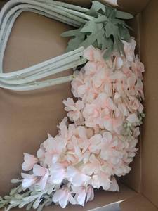 lot 232 image: Pink Artificial Flower Wreath with Green Foliage - Retail $15