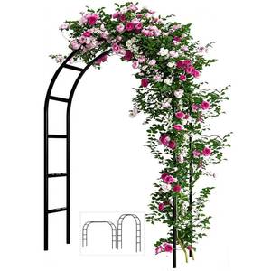 lot 233 image: Adorox 7.8ft Garden Arch Trellis for Climbing Plants, Metal Arch Frame, Pumpkin Archway Outdoor Garden Arbors and Arches for Halloween Christmas Birthday Party Baby Shower Decoration(Black) - Retail $25