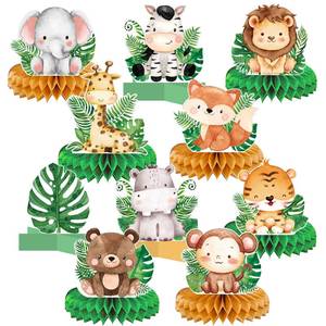 lot 241 image: 10 PCS Baby Jungle Animals Honeycomb Centerpieces 3D Table Decorations for Safari Baby Shower Decoration for Boy Safari Jungle Birthday Party Decorations for Kids Baby Shower Decorations - Retail $9