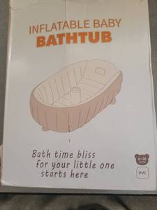 lot 247 image: Mink Newborn to Toddler Bath Tub,Inflatable Baby Bathtub with Built-in Air Pump,Portable Travel Shower Basin with Back Support, Deflates and Folds Easily (Bear tub) - Retail $29
