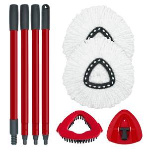 lot 250 image: Spin Mop Replace Head, Base, Mop Handle Replacement for OCedar EasyWring 1 Tank System, Include 2 Microfiber Mop Head Replacement, 1 Sturdy Iron 30-58 Mop Handle, 1 Scrubber Head, 1 Spin Base - Retail $18