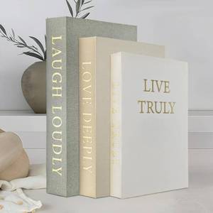 lot 261 image: YKANYN Aesthetic Decorative Books, Set of 3 Linen Fake Book Boxes, Faux Book Decor for Coffee Table, Bookshelf, Entryway Tables - Retail $25