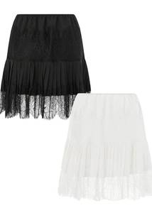 lot 262 image: niyokki Womens Y2k Vintage Skirts Lace Slip Skirt Pleated Ruffle Floral Lace Tiered Short Mini Underskirt(Black and White-M) - Retail $39