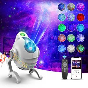 lot 264 image: Star Galaxy Projector for Bedroom-Robot Dog Night Light Projector, Starry Nebula Ceiling LED Lamp with Bluetooth Speaker and Remote, Gift for Christmas Birthday Game Party-White powers on and works