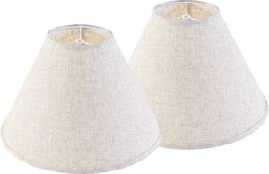 lot 265 image: GO&SO Large Empire Lamp Shades Set of 2-6.5x16.3x10.5 - Beige Linen Fabric, Handmade Replacement Lamp Shades for Table Lamps, Floor Lamps, Soft Warm Glow, Assembly Required, Spider Fitter - Retail $41