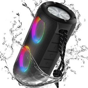 lot 275 image: BUGANI Luster Bluetooth Speakers, Portable Wireless Stereo Speaker with Colorful Lights, Loud Sound, Bluetooth 5.3, 24H Playtime, IPX6 , AUX-in, for HomeOutdoorCampingBeach - Retail $25