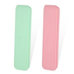 lot 285 image: cobee 2 Pcs Travel Utensils Holder with Lid, Portable Flatware Box Tableware Storage Case Simple Utensil Holder Chopstick Case Spoon Case Fork Holder for Camping, Trip Cutlery Kit(PinkGreen)