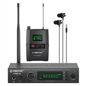 Phenyx Pro UHF Stereo Wireless in Ear Monitor System, Wireless IEM, 900MHz Band Selectable Frequency, Rack Mountable, 160 ft. Operation, Suitable for Stage, Studio, Exhibit, Lecture, Speech (PTM-10) - Retail: $229