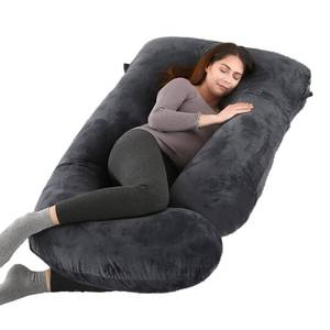lot 303 image: ALLOPERA Pregnancy Pillow, Full Body 57 Inch Maternity Pillow with Removable Washable Cover - Sleep Support for Legs, Back, Neck, Shoulder, HIPS, Belly for Pregnent Women, Black Grey Velvet Cover - Retail $33