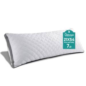 lot 304 image: Oubonun Premium Adjustable Loft Quilted Body Pillow - Firm and Fluffy - Quality Plush - Down Alternative - Head Support Pillow - 21x54 - Retail $36