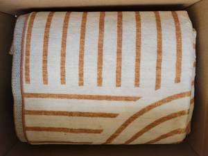 lot 307 image: ROYHOME Washable Rug 5x7 Area Rugs for Living Room, Abstract Rug for Bedroom, Soft Rainbow Non Slip Throw Rugs with Rubber Back, Low Pile Stain Resistant Boho Geometric Carpet for Dining Room,Orange - Retail $45