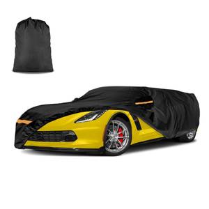 lot 308 image: Car Cover for ChevyChevrolet Corvette C4 C5 C6 C7 1980-2019  Heavy Duty Outdoor Full Exterior Cover  Sun, Rain, UV, Dust, and Snow Protection with Door Zipper (Black) with carrying case - Retail $53