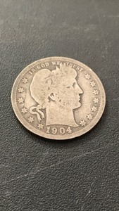 lot 2 image: 1904-O Barber Quarter Dollar Silver Coin 90% Silver