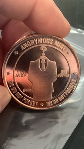 lot 12 image: 1 oz 999 Fine Copper Round Anonymous Mint Design