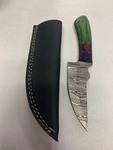 Handcrafted Damascus Steel Full Tang Knife Blade Hunting Fishing Wood Handle with sheath approx 8 inches