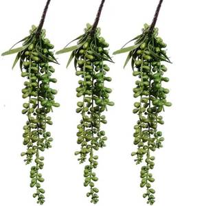 lot 62528 image: 3 Pack Artificial Plant Succulent Plants Hanging String Pearls Plant Fake Lover Tears Plants ((Green&13.7 in) - Retail $9