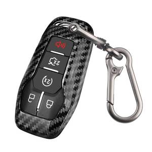 lot 62538 image: QBUC for Ford Key fob Cover,Carbon Fiber Car Key Case Protector with Keychain Compatible with with Ford Fusion F-150 Edge Explorer Mustang Lincoln MKZ MKC 45 Buttons Smart Key - Retail $13