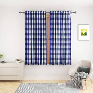 lot 62547 image: Buffalo Check Window Curtains 48 inches Long Living Room Bedroom Cotton Plaid Gingham Farmhouse Rustic Decor Curtains 2 Panels Rod Pocket Kitchen Basement Curtain Panels Navy Blue White 52x48 - Retail $24