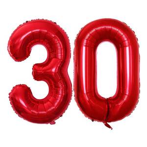 lot 62559 image: Number 30 Balloons for 30th Birthday Party Decorations,42 Inch Jumbo Foil Helium Balloons for 30th Anniversary (Red) - Retail $7