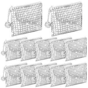 lot 62565 image: 12 Pack Disco Makeup Bags Sparkly Bachelorette Party Favors Portable Glitter Sequin Mirror Cosmetic Bags with Zipper for Wedding Bachelorette Gift Evening 70s, 80s, 90s Retro Party (Silver) - Retail $26