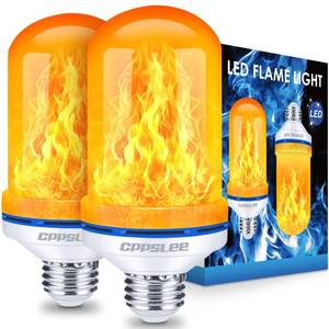 lot 62568 image: LED Flame Light Bulbs, 4 Modes Flickering Light Bulbs, E26 Base Fire Flame Bulb for Christmas Decorations Outdoor, Halloween Lights Patio Indoor Home Decor (Yellow, 2 Pack) - Retail $14