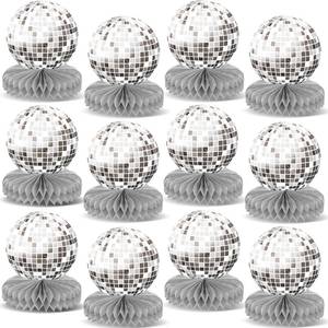lot 62581 image: 12 PCS Prom Silver Disco Theme Party Honeycomb Centerpieces 70s Birthday Decorations Disco Table Toppers Discoball Centerpieces for Table Back To 70s 80s Prom 2025 Party Supplies (Not Ball) - Retail $10