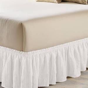 lot 62586 image: Queen Size Bed Skirt Adjustable Elastic Wrap Tufted Dot Bed Skirt with 15 Drop Dust Ruffle, Wrinkle Free, Machine Wash - Retail $18