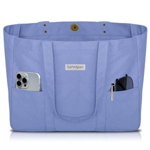 lot 62614 image: Large Canvas Tote Bag for Women Everything Bag with Pockets and Laptop Sleeve (Violet) - Retail $22